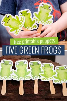 this free printable frog puppet set is perfect for kids to practice counting and matching numbers