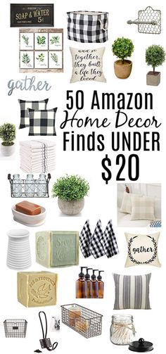 a collage of home decor items with the text 50 amazon home decor finds under $ 20