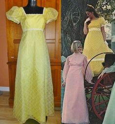 Vtg 70s Organza Chiffon Yellow Polka Dot Empire Prairie Wedding Maxi DRESS GOWN | eBay Gown Colors, Wedding Maxi Dress, Prairie Wedding, Bright Floral Dress, Floral Prints Fashion, Empire Waist Gown, Maxi Dress Designs, 70s Inspired Fashion, Seventies Fashion