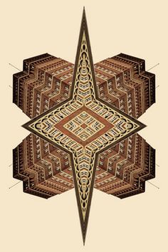 an abstract image of a star shaped object in brown and beige colors with intricate patterns