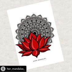 a red lotus flower on a white background with the words, her mandaas