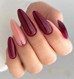 Almond Nails French, Dark Red Nails, Her Nails, Burgundy Nails, Dark Nails, Dream Nails, Chic Nails