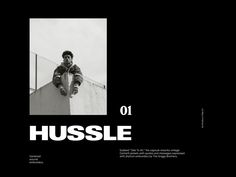 a black and white photo of a person on a skateboard with the words husse over it