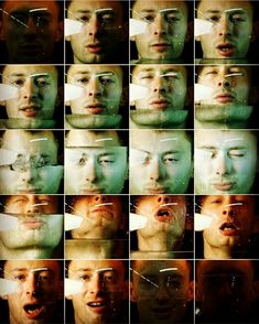 many different images of a man's face and nose