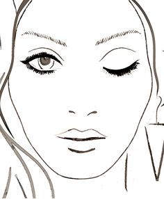 Portrait Base, Eye Shape Chart, Eye Black Designs, Makeup Chart, Face Chart Makeup, Mac Face Charts, Neutral Lip Color, Blank Face, Beauty Template