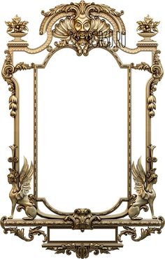 an ornate gold frame with birds on it