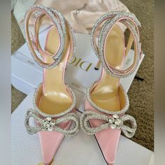 Worn Only Once Includes Box, Dust Bags, And Extra Crystal Bought For $1100 Size 7 Pink Stilettos, Crystal Heels, Book Decor, Angelina Jolie, Pretty Jewellery, Nails Makeup, Shoes Women Heels, Hair Nails, Shoes Heels