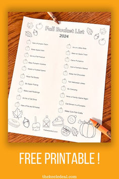 a free printable fall bucket list for kids