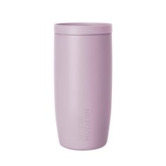 thermos travel tumbler in lila is shown on a white background, and it has