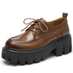 PRICES MAY VARY. 【100% leather oxfords】：These women's platform oxfords are crafted from 100% cow leather. The supple leather molds to the shape of your feet, providing a snug and personalized fit. Additionally, the soft and breathable pigskin lining and insole enhance ventilation, keeping your feet fresh throughout the day. 【Stylish and comfortable】: Designed to meet the highest standards of style and functionality, these oxford shoes for women have exquisite detailing and finishing. Whether you're walking or standing for extended periods, the cushioned insole provides optimal support. These womens oxford shoes also have a heel pillow to relieve pressure and heel slippage. 【Trendy and Safety】: Our leather oxford shoes feature a 2.56-inch heel height. The chunky platform heel not only adds Ladies Casual Shoes, Platform Shoes Women, Oxford Platform, Shoes Handmade, Saddle Brown, Women Oxford Shoes, Handmade Shoes, Leather Items, Casual Shoes Women