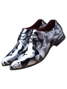 Grey  Collar     Embellished   Men Shoes Lace Up Oxford Shoes, Men Dress Shoes, Shoes Unique, Shoes Grey, Outdoor Bag, Point Shoes, Patent Leather Shoes, Pointed Toe Shoes, Shoes Lace