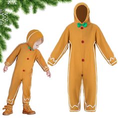 a child's christmas pajamas with an image of a boy in a ginger suit