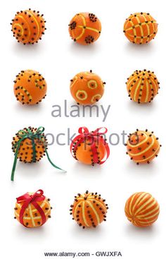 an assortment of pumpkins with bows and decorations on them royalty - all images are grouped together