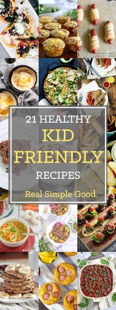 a collage of healthy kid friendly recipes