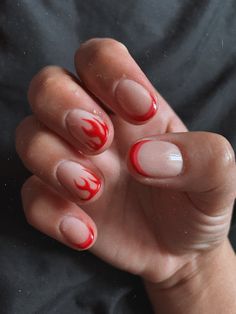 Fire Design Nails Short, Diy Nail Designs Short Nails, Men’s Acrylic Nails, Nail Fire Art, Nail Designs Fire, Short Fire Nails, Nails Fire Design