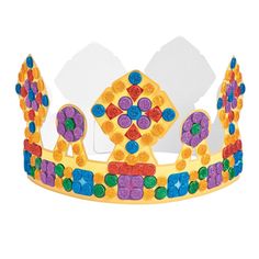 a crown made out of plastic beads on a white background