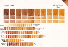 the color chart shows different shades of brown, orange, and yellow in each section