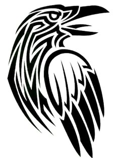 an eagle's head in black and white with lines on the wings, as well as