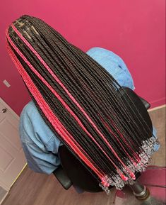 Pink Pikaboo Braids, Knotless Braids Waist Length, Colored Extensions, Peekaboo Hair Colors, Braiding Hair Colors, Soft Locs, Braids Ideas