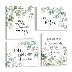 PRICES MAY VARY. 🌱 [EXQUISITE DESIGN] This plant pictures wall art takes botany into the modern green home is the best choice for home decoration and can bring a fresh and stylish element to your room. 🍀 [WIDELY USED] This motivational words green leaf decor can be used in bathroom toilet laundry restroom balcony nursery, anywhere you want to be motivated. 🍃 [FRAME UPGRADE] This botanical wall art framed set has each panel printed on waterproof, UV-resistant and eco-friendly canvas, stretched Picture For Bathroom, Pictures For Bathroom Walls, Green Leaf Decor, Wall Decor For Bathroom, Cleaning Room, Hanging Installation, Bathroom Picture Frames, Decor For Bathroom, Bathroom Canvas