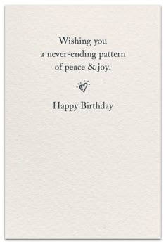 a card with the words wishing you a never - ending pattern of peace and joy