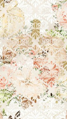 an abstract floral background with lots of different colors and patterns on it's surface