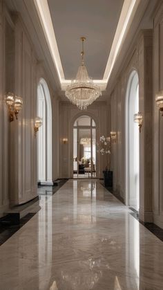 Elegant interior of a palace! 😇 Big House Hallway, Hallway Old House, Fancy Hallway, Mansion Hallway, Dream Hallway, Palace Hallway, Mansion Inside, Luxury Hallway