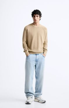 Beige Sweater Outfit, Light Blue Jeans Outfit, Purl Knit, Guys Fits, Jeans Outfit Winter, Blue Jean Outfits, Outfit Zara