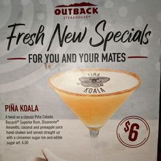 a menu for a new special drink