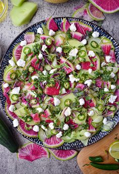 31 Refreshing Watermelon Recipes - Budgeting for Bliss Radish Sandwich, Best Summer Salad Recipes, Cucumber And Watermelon, Watermelon Radish Salad, Cucumber Goat Cheese, Greek Cucumber Salad, Best Summer Salads, Watermelon Radish, Radish Salad