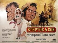 a movie poster for steptoe and son with an older man in the background