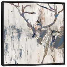 an abstract painting of a deer with antlers on it's back and neck