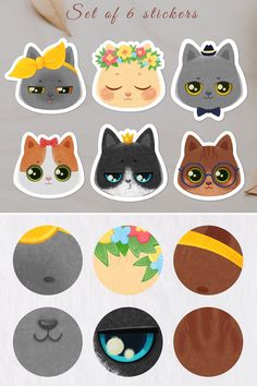 the cat stickers are all different colors and sizes, but there is no image on them