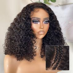 PRICES MAY VARY. 【Kinkycurly Wig Human Hair Pre Braided Lace Wig】: Kinky Curly Wig 250 Density HD Lace Front Wigs Human Hair,100% Unprocessed 10A Grade Brazilian Virgin Human Hair Curly Lace Front Wig, Braided Wig Human Hair Cut From Healthy Young Female Head Directly, Natural and Healthy, Smooth and Silky, Comfortable and Durable 【Pre Braided Curly Wig Braided Lace Wigs】: Design Sense Braided Wig With 13x6 Large Area Lace, Instantly Get a Beautiful Look. Handmade By Professional Skilled Workers Wigs Design, Deep Wave Wig, Braided Wigs, Lace Front Wigs Human Hair, Female Head, Braided Wig, Wave Wig, Curly Lace Front Wigs, Curly Human Hair Wig