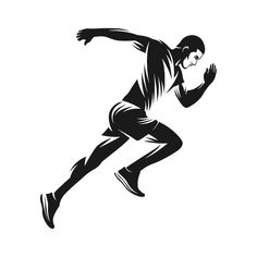 a running man in black and white