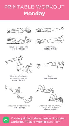 the printable workout poster shows how to do an exercise with your hands and feet