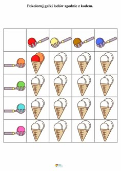 an ice cream pattern with different colors and shapes