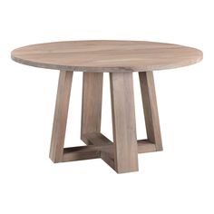 a round wooden table with two legs