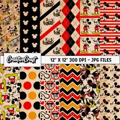 mickey mouse digital paper pack for scrapbooking