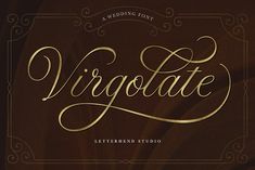 the word virgoate written in gold on a brown background