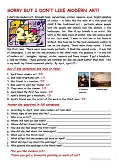 the worksheet for an art lesson with pictures and words on it, which are also