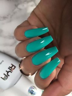 Peach Acrylic Nails, Nail Polish Green, Bright Summer Acrylic Nails, Color Tiffany, Fun Summer Nails, Blue Acrylic Nails, Vibrant Nails, Summer Acrylic Nails, Summer Nails Colors