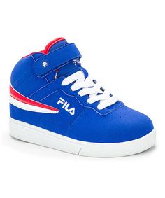 Another great find on #zulily! Blue & White Hi-Top Sneaker by #FILA #zulilyfinds Online Sneaker Store, Fila Outfit, Dc Sneaker, Big Men, Shoe Store, Boys Shoes, Leather Sneakers, Top Sneakers, Kids Shoes