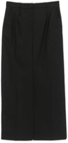 Classic Black Maxi Skirt For Work, Black Straight Silhouette Bottoms For Evening, Black Bottoms With Concealed Front Fastening For Office, Black Long Pencil Skirt For Formal Occasions, Formal Black Bottoms With Concealed Fastening, Classic Formal Lined Maxi Skirt, Black Formal Bottoms With Concealed Front Fastening, Classic Formal Maxi Skirt With Lining, Classic Long Skirt Bottoms For Evening