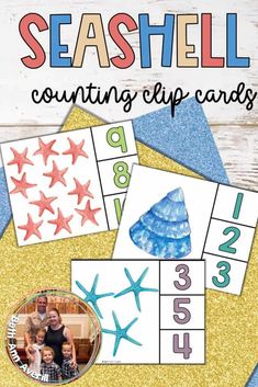 seashell counting clip cards for kids to practice numbers