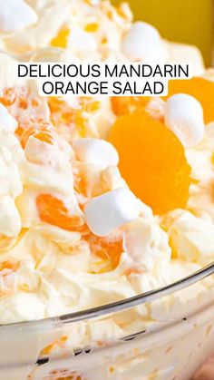 an orange cream trifle in a glass bowl