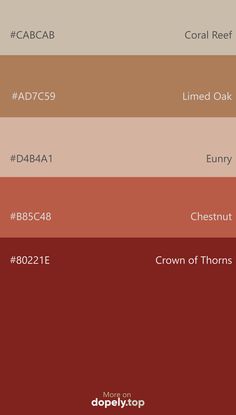 the color scheme for different shades of brown, red, and beiges with text that reads