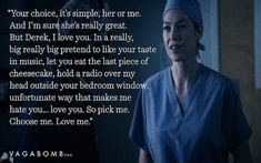 a woman in scrubs standing next to a man with a hat on his head and the words, your choice, it's simple, her or me