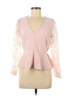 Peach 3/4 Sleeve Blouse Size: Medium Tops - used. 100% POLYESTER | Peach 3/4 Sleeve Blouse: Pink Tops - Size Medium Pink Long Sleeve Blouse, Pink Solid, Pink Long Sleeve, Solid Tops, Pink Tops, Bell Sleeve Top, Sleeve Blouse, Women Handbags, Long Sleeve Blouse