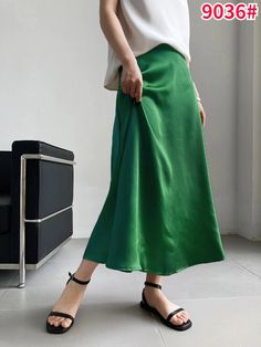 Silk Satin Skirts for Women High Waisted Skirt – qinobox Elegant Skirts, Elegant Midi Skirt, Satin Skirts, Midi Skirts Style, Timeless Fashion Pieces, Pink Midi Skirt, Skirts Summer, Silk Satin Fabric, Skirts Midi High Waisted